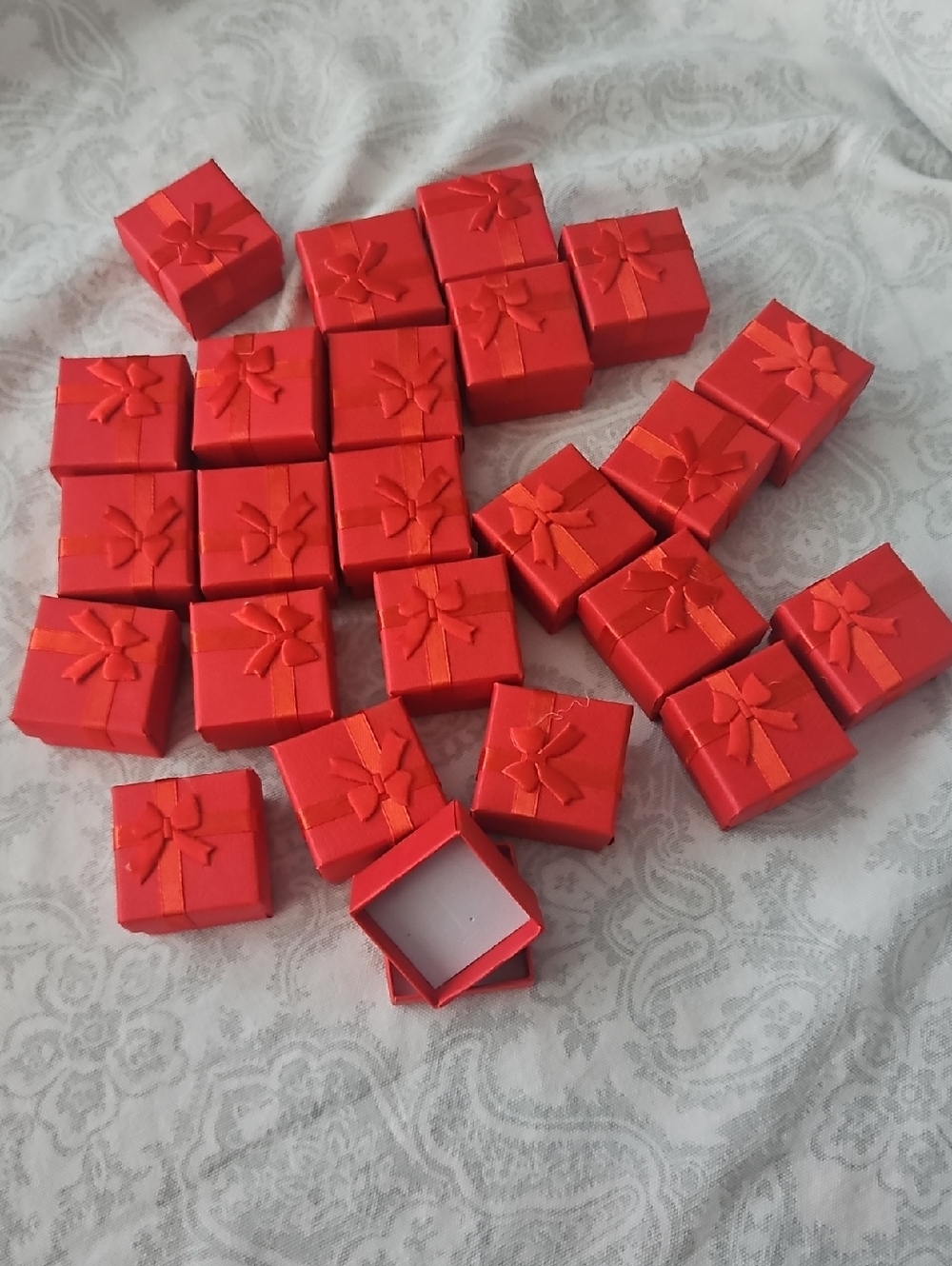 Small Red Gift Boxes with Bow - Set Lot Of 24